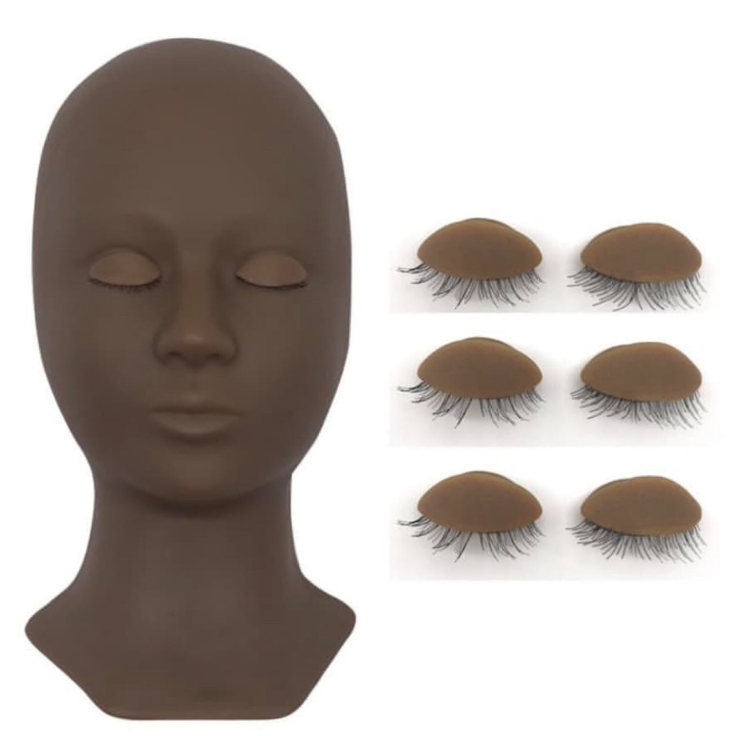 Eyelash Extensions Mannequin Head and Eyelids Training Combo Pack