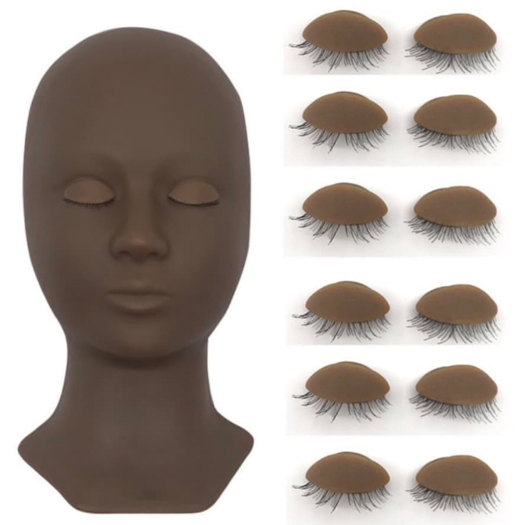 Eyelash Extensions Mannequin Head and Eyelids Training Combo Pack