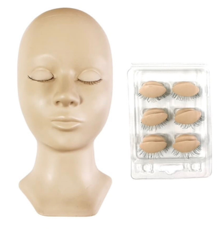 Eyelash Extensions Mannequin Head and Eyelids Training Combo Pack