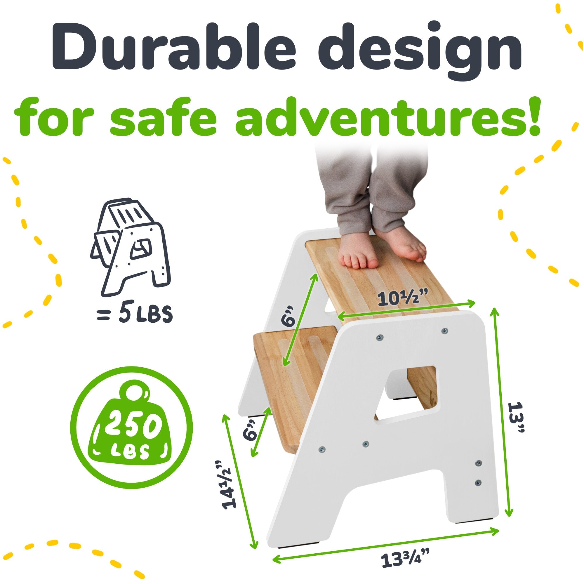 2-Step Wooden Stool for Kids